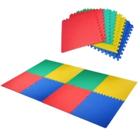 HOMCOM Alfombra Puzzle para Niños 8 Piezas Alfombrillas de Juego Espuma EVA con Área de Cobertura 2,88 m² No Tóxica 60x60x1,2 cm Multicolor(m-1)