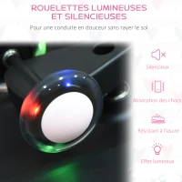 HOMCOM Porteur Enfant - Voiture dandineuse - Voiture de Torsion Pivotante - 4 Roues PU Lumineuses LED - pour Intérieur et Extérieur max. 50 KG métal PP(m-5)