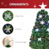 HOMCOM 3FT Prelit Artificial Christmas Tree Fiber Optic LED Light Holiday Home Xmas Decoration Tree with Foldable Feet, Green(m-6)