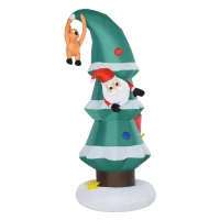 HOMCOM 8ft Tall Inflatable Christmas Tree Stuck Santa Claus Rudolph Reindeer Holiday XMAS Season Decoration Outdoor Airblown Lawn Ornament(m-11)