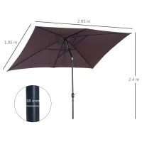 Outsunny Patio Umbrella Parasol W/ Tilt Crank-Brown(m-3)