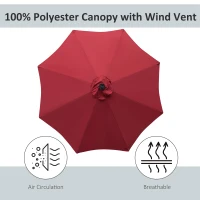 Outsunny 24 LED Solar Powered Parasol Umbrella-Wine Red(m-7)