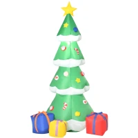 HOMCOM Árbol de Navidad Inflable 176 cm con Luces LED e Inflador Decoración Navideña para Interiores y Exteriores 100x80x176 cm Multicolor(m-1)