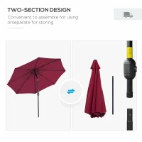 Outsunny 2.6M Umbrella Parasol-Red(m-7)