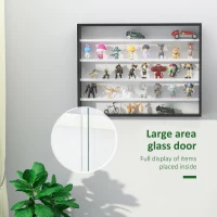 HOMCOM 5-Tier Wall Display Shelf Unit Cabinet w/ 4 Adjustable Shelves Glass Doors Home Office Ornaments 60x80cm Black/White(m-5)