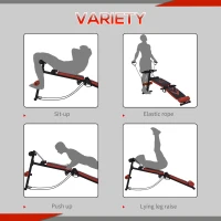 HOMCOM Multifunctional Sit Up Bench Foldable Fitness Equipment with Elastic Rope for Home Gym(m-7)