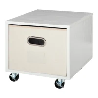 Vinsetto Caisson de bureau rangement bureau sur roulettes tiroir lin beige avec porte-étiquette panneaux particules blanc(m-1)