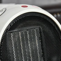 HOMCOM Small Table Top Space Heater, Ceramic Electric Heater with 2 Heat and Fan, Adjustable Temperature, Tip-Over & Overheating Protection, 900W/1500W(m-7)