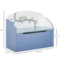 HOMCOM Kids Wooden Toy Box Children Storage Chest Bench Organiser Safety Hinge Bedroom Playroom Furniture Blue(m-3)