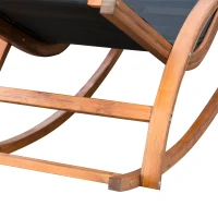 Outsunny Chaise Longue Fauteuil berçant à Bascule transat Bain de Soleil Rocking Chair en Bois Charge 120 Kg Noir(m-8)