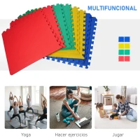 HOMCOM Alfombra Puzzle para Niños 8 Piezas Alfombrillas de Juego Espuma EVA con Área de Cobertura 2,88 m² No Tóxica 60x60x1,2 cm Multicolor(m-5)