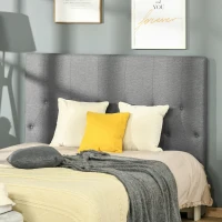 HOMCOM Tête de lit capitonnée - tête de lit rembourrée - dim. 150L x 120H cm - épaisseur 7 cm - MDF Coton Polyester Gris(m-2)