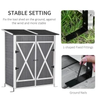 Outsunny Garden Storage Shed Tool Organizer w/ Storage Table, Hooks, and Ground Nails(m-4)