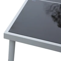 Outsunny Ensemble de jardin 6 pers. - table de jardin extérieure avec 6 chaises empilables plateau verre trempé 5 mm métal époxy gris textilène noir(m-8)