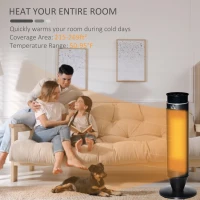 HOMCOM 21 Inch Space Heater, 1000W/2000W Ceramic Electric Heater and Fan, Overheating & Tip-Over Protection, 8H Timer, 42° Oscillation, Portable Heater for Home(m-4)