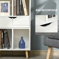 HOMCOM Estantería para Libros con 1 Cajón y Patas de Madera 6 Compartimentos Abiertos de Almacenaje 50x29,5x120 cm Blanco(m-6)