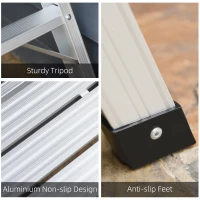 HOMCOM Folding Step Up Hop Up Fold Bench Stool Work Platform 2 Step Ladder Aluminum with Secure Locking 109Lx40Wx50Hcm 150kg(m-5)