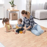 HOMCOM 16 Piezas Alfombra Puzzle de Juegos 60x60x1 cm 6m² Alfombrilla Puzzle Protectora de Goma Espuma EVA Suave para Suelo Hogar Gimnasio Marrón(m-2)