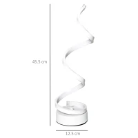 HOMCOM Modern Wave-Shaped LED Table Lamp with Round Metal Base for Living Room, Bedroom, Study, Dining Room, Office, Cool White 6000K, White(m-3)