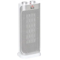 HOMCOM Electric Space Heater Table Top Freestanding Oscillating Ceramic Heater with 2 Heat and Fan, Tip-Over and Overheat Protection for Home and Office, 1000W/2000W, White(m-1)