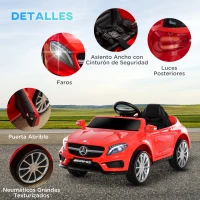 HOMCOM Coche Eléctrico para Niño 3+ Años Automóviles Infantiles Mercedes Benz GLA con Mando a Distancia MP3 USB Luces y Sonidos Apertura de Puerta Carga 30kg 100x58x46cm(m-5)