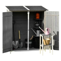 Outsunny Garden Storage Shed Tool Organizer w/ Storage Table, Hooks, and Ground Nails(m-11)