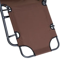 Outsunny Tumbona Relax Plegable con Respaldo Ajustable Reposabrazos Almohada y Reposapiés Carga 136 kg 135x60x89 cm Marrón(m-9)