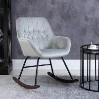 HOMCOM Fauteuil à Bascule Grand Confort accoudoirs Assise Dossier garnissage Mousse Haute densité Velours Gris Clair(m-2)