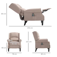 HOMCOM Heated Massage Reclining Armchair Thick Sponge Padded Linen Upholstery Metal Wood Frame Home Luxury Relaxation Beige(m-3)