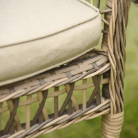 Outsunny Ensemble bistro de jardin style bohème chic 2 fauteuils avec coussins + table basse résine tressée beige(m-9)