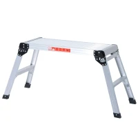 HOMCOM Folding Step Up Hop Up Fold Bench Stool Work Platform 2 Step Ladder Aluminum with Secure Locking 109Lx40Wx50Hcm 150kg(m-11)