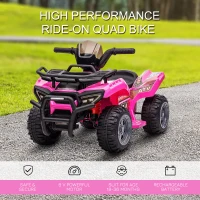 HOMCOM 6V Kids Electric Ride on Car Toddlers Quad Bike All Terrain Vehicle Toy With Music for 18-36 months Pink(m-4)