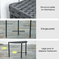 Outsunny Table de jardin demi cercle - table de balcon demi lune - dim. 100L x 50l x 74H cm résine tressée 4 fils imitation rotin noir(m-6)