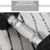 HOMCOM Ensemble d'haltères courtes total 2 x 10 Kg, haltères musculation fitness pour homme et femme, entraînement musculaire & haltérophilie - métal caoutchouc noir(m-5)