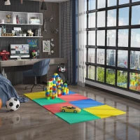 HOMCOM Alfombra Puzzle para Niños 8 Piezas Alfombrillas de Juego Espuma EVA con Área de Cobertura 2,88 m² No Tóxica 60x60x1,2 cm Multicolor(m-9)