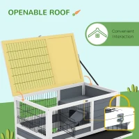 PawHut Double Deckers Guinea Pig Cage, Indoor Rabbit Hutch with Feeding Trough, Trays, Ramps, Openable Top - Grey(m-5)