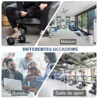 HOMCOM Ensemble d'haltères courtes total 2 x 10 Kg, haltères musculation fitness pour homme et femme, entraînement musculaire & haltérophilie - métal caoutchouc noir(m-6)