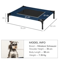 PawHut Raised Dog Bed Cat Elevated Lifted Puppy Pet Elevated Cot Portable Camping Basket – Blue (Medium)(m-3)