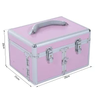 HOMCOM Maletín de Maquillaje Organizador Cosméticos Profesional Estuche para Maquillaje Caja de Belleza Portátil Varios Compartimientos 29x21x20cm Aluminio(m-3)