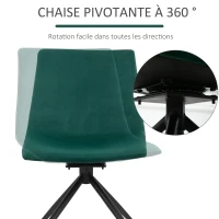 HOMCOM Chaise design pivotante 360° - chaise velours vert(m-4)