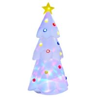 HOMCOM 8FT Inflatable Christmas Tree w/ Star and Multicolour Decorations LED Lighted Indoor Outdoor Home Decor for Garden Lawn Party Prop White(m-1)