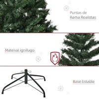 HOMCOM Árbol de Navidad Artificial 120 cm con 255 Ramas Ignífugas de PVC Apertura Automática Base Plegable y Soporte Metálico Montaje Rápido Decoración Interior Ø60x120 cm Verde(m-5)