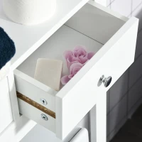 kleankin Estantería para Baño sobre Inodoro WC Lavadora Mueble con 3 Estantes y 2 Cajones con Dispositivo Antivuelco 60x20x165 cm Blanco(m-8)