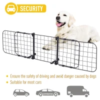 PawHut Heavy Duty Pet Dog Car Barrier Adjustable Ventilated Mesh Wire Guard Auto Vehicle Fence Protector SUVs Black 91-145 cm(m-4)