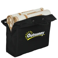 Outsunny Plastic Straw Reversible RV Outdoor Rug with Carry Bag, 182 x 274cm, Brown and Cream(m-9)