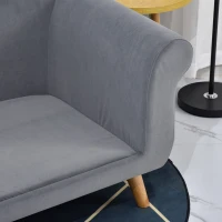 PawHut Canapé chien lit pour chien méridienne design scandinave coussin moelleux pieds bois massif dim. 82 x 55 x 49 cm velours gris(m-9)