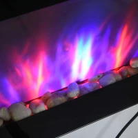 HOMCOM 1000W/2000W Electric Wall Fireplace w/ LED Flame Effect Timer Remote Sleek Stylish Safe Home Heating 20-25㎡(m-9)