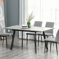 HOMCOM Mesa de Comedor Extensible Mesa de Cocina Rectangular para 4-6 Personas con Patas de Metal y Pies Ajustables 160x80x76 cm Gris(m-2)