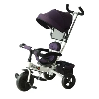 HOMCOM Kids Polyester Sun Canopy Ride-On Tricycle Baby Stroller w/ Handle Purple(m-11)