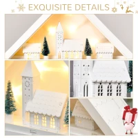 HOMCOM 24-Drawer Christmas Advent Calendar, Wooden Light-Up Traditional Decoration, Adults Kids Countdown Holiday House w/ Lights Handle White(m-6)